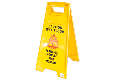 Double Sided Fold Out Bilingual Floor Safety Alert The Custodian Commercial Sanitation & Industrial Maintenance Products